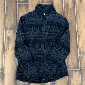 Old Navy Black and Gray Fleece Jacket Warm